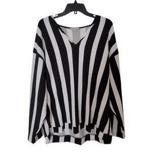 Zara black and white striped Long Sleeved shirt size large